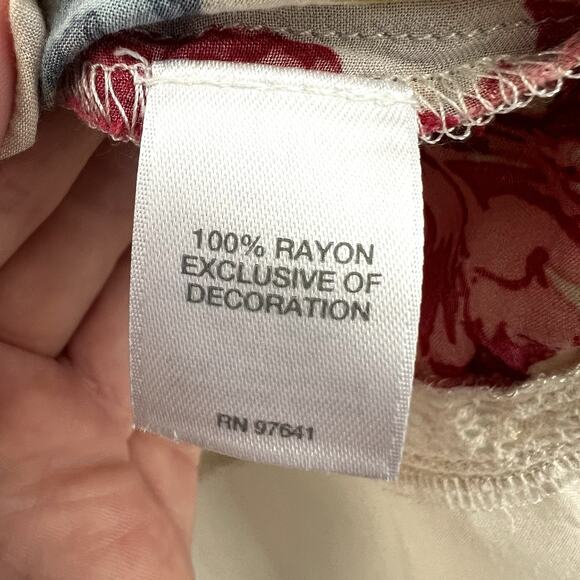 J Jill Floral Print Tunic Top Size Petite PL Pink Lightweight 3/4 Sleeve Boho - Picture 6 of 10